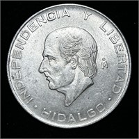 1956 Mexican CINCO PESOS 72% SILVER COIN