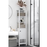 New White Bathroom Storage Tall Cabinet Tower