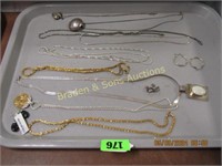 TRAY OF ASSTD JEWELRY. SOME STERLING