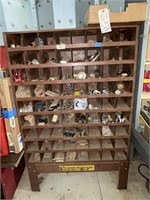 Tool cubby with tools and hardware