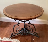 29" Round side table with wrought metal legs