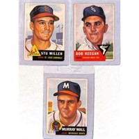 (3)1953 Topps Baseball Cards Mixed Grade