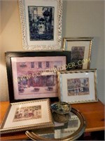 Prints of French Shops, Abalone Shell & Mirror