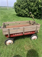 Red wagon with wooden sides