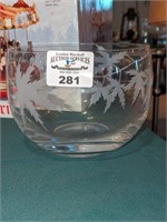 Frosted Leaf print glass bowl