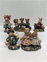 Bear and bunny figurines