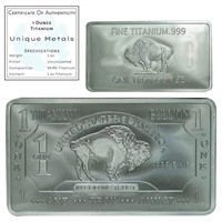 Bullion One Troy Ounce .999 Fine UNC  Titanium