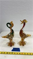 12” duck glass figurines -hand made Italy J.I.Co