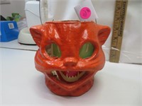 Vintage Halloween Paper Mache Cat -Jack-O-Lantern