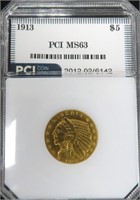 1913 $5 Gold Indian, PCI MS63