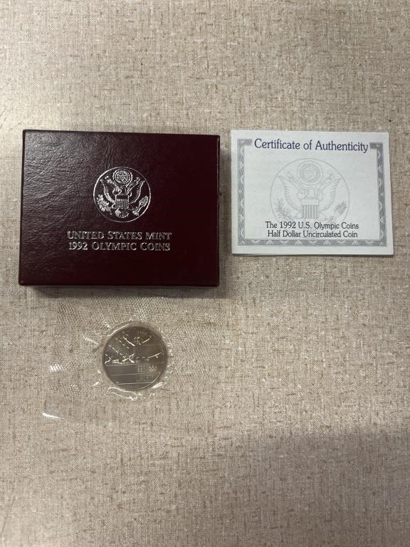 United States Mint 1992 Olympic Coin with COA
