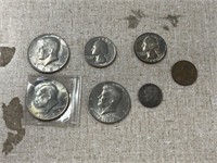 Various Kennedy Half Dollars & Vintage Coins