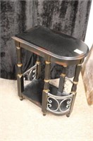 Painted Side Table w/ metal ornamental trim