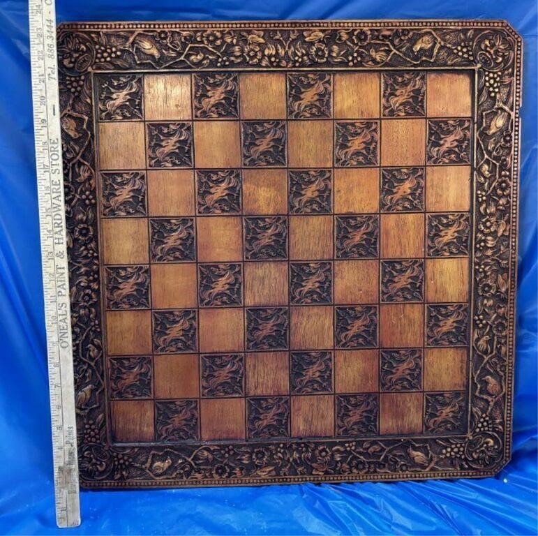 Large Carved Unique Checker/Chess Board