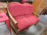 Vintage Red Cushion Parlor Love Seat