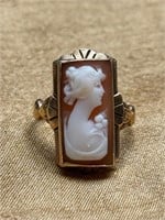 VICTORIAN 10K GOLD CAMEO RING SZ6