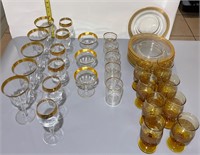 Glassware - Gold Lined - Group of 35