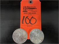 (2) 1993 American Silver Eagles