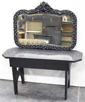 Black & White Polka Dot Small Bench & Wall Mirror