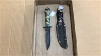 Old knife w/leather case & camo survival knife