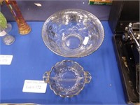 2 FANCY DECORATIVE BOWLS WITH STERLING SILVER LEAF