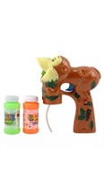 BATTERY OPERATED BUBBLE GUN W/ 2 BUBBLE SOLUTIONS