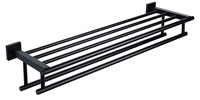 TOWEL HOLDER WITH DOUBLE BAR BLACK 31.5X8X5 INCH
