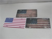 New Three U.S. Flag License Plates