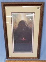 Double matted and framed art titled "The Kodiak M)