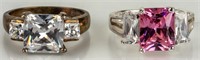 Jewelry Lot of 2 Sterling Silver Cocktail Rings
