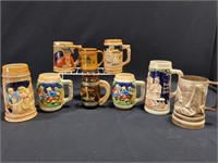 9 vintage beer steins Germany, Japan, Canada