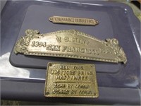 3 brass advertising plates