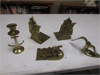 brass bookends & items