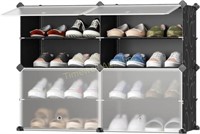 JOISCOPE Shoe Rack  2*4-Tier  Black/Clear