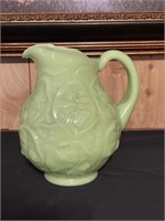 Fenton green glass pitcher