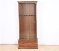 Vintage Wooden Gun Cabinet w/ Sliding Glass Doors