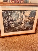 Large Moose Hunters Print Gallery Framed  35" x