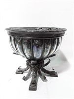 Metal Decorative Glass Bowl w/ Glass Rocks