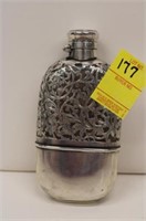 Antique Sterling Flask w/ lots of filigree work