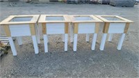 (4) Wooden Herb Raised Planters