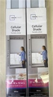 2 White Mainstays Cellular Blackout Shades in Box