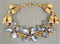14k gold bracelet set with moonstone and sapphires