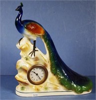 Vintage ceramic peacock form clock