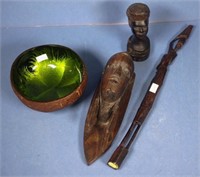 Three various African wood carvings