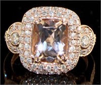 14kt Rose Gold 2.97 ct Morganite & Diamond Ring