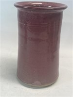 8” Cranberry Stoneware Vase