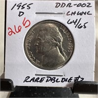 1955-D JEFFERSON NICKEL DOUBLE DIE DDR-002