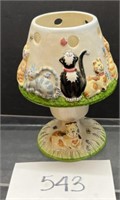 Cat-Laden Two-Piece Lamp-Style Ceramic