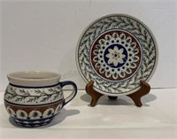 POLISH POTTERY MUG AND PLATE Vintage Star of