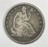 1847-O Seated Liberty Silver Half Very Good VG
